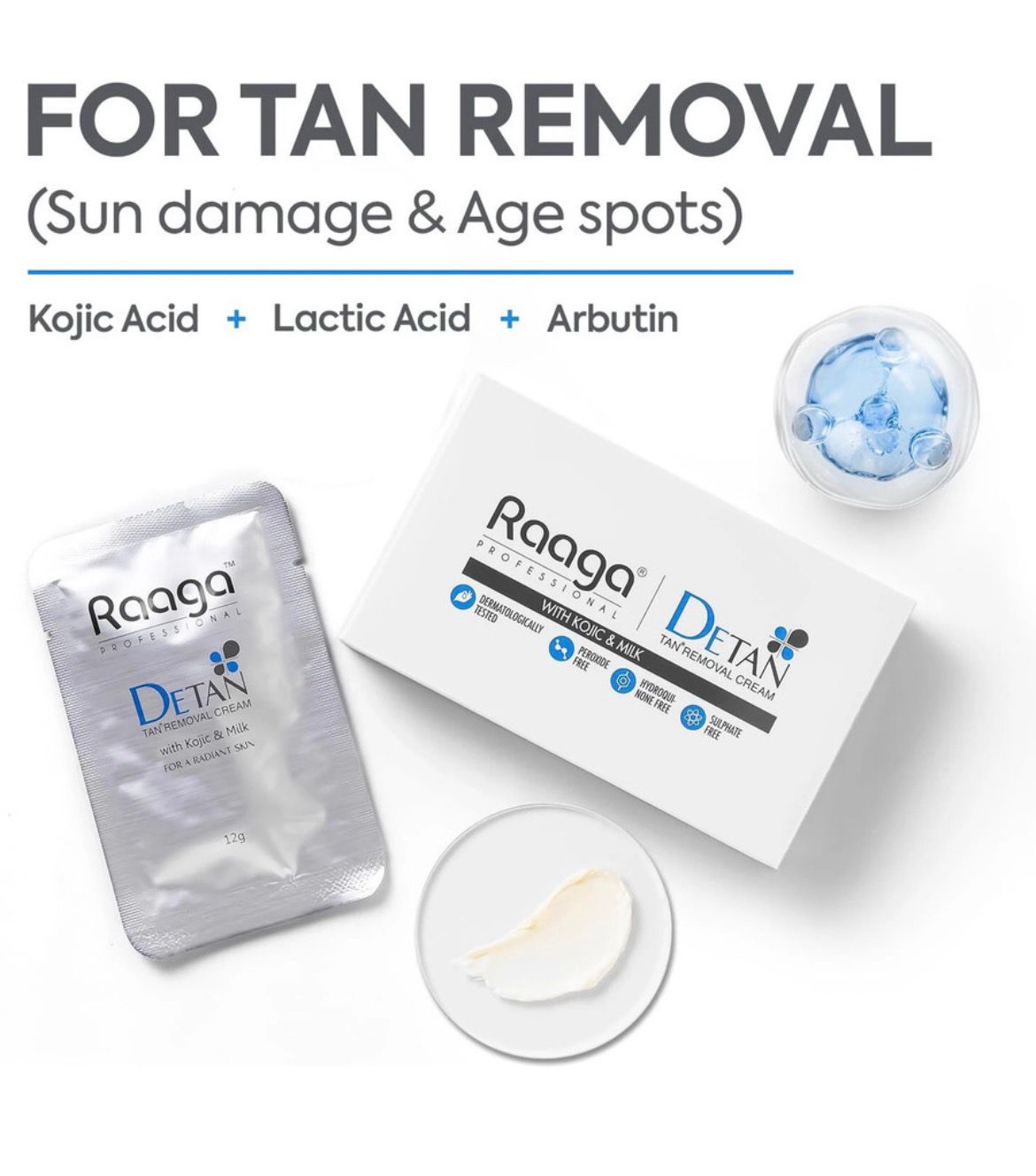 RAAGA PROFESSIONAL De-Tan Cream with and Milk (12g x 6 sachets) (72 g)